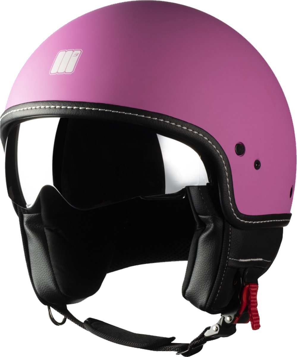 Motocubo Beetle Jethelm - ECE goedgekeurde Scooterhelm - Geschikt als Scooter Brommer Motor Snorfiets Scooterhelm - XS - Mat Roze