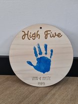 High five bord - voor de liefste mama - moederdag - handafdruk - verf - knutselen - handgemaakt - hout - graveren - persoonlijk - meerdere varianten - 25cm