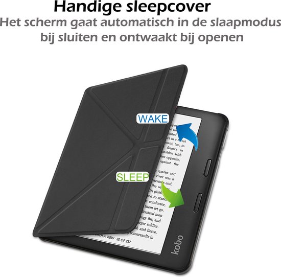 Hoesje Geschikt voor Kobo Libra 2 Hoes Book Case Trifold - Hoes Geschikt voor Kobo Libra 2 Hoesje Book Cover - Zwart van Hoesje  — afbeelding 4