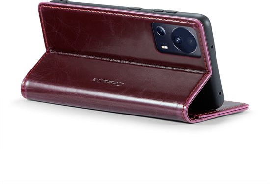 CaseMe - Étui de téléphone adapté pour Xiaomi 13 Lite - Étui portefeuille à rabat - Fermeture magnétique - Rouge