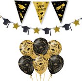 Paperdreams Geslaagd thema party versiering set You did it - Vlaggenlijn/slinger/12x ballonnen