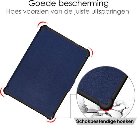 Hoes Geschikt voor Kobo Clara HD Hoesje Bookcase Cover Book Case Hoes Sleepcover - Donkerblauw van MMOBIEL — afbeelding 5
