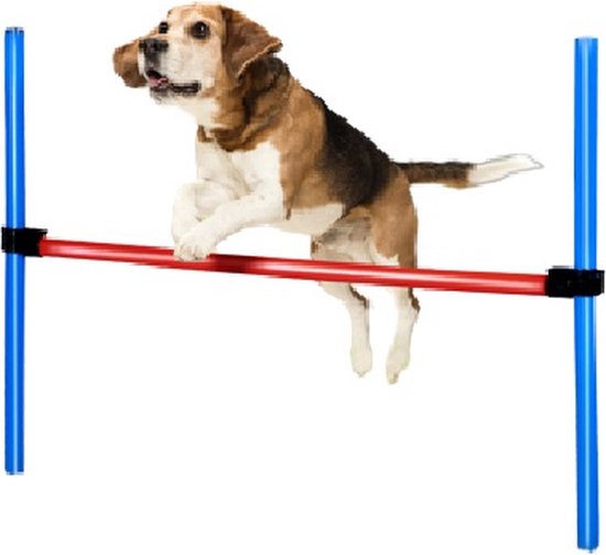 Foto: Maxxpro agility spring stok set agility voor honden 85 x 3 cm kunststof blauw rood