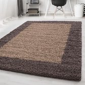 Hoogpolig vloerkleed - Edge Taupe 60x110cm