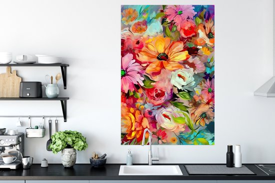 Poster Fleurs - Coloré - Art - Peinture à l'huile - 80x120 cm