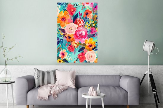 Affiche Fleurs - Peinture à l'huile - Colorée - Nature - 80 x 120 cm
