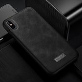 SULADA Schokbestendige TPU + handgemaakte lederen tas voor iPhone XS Max (zwart)