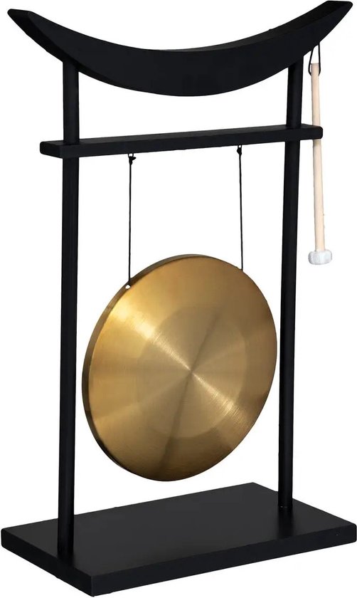 Afbeelding van het spel Aziatische drank gong - zwart/goud - hout/metaal - 48 x 69 cm - Drankspelletjes