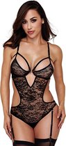 SEXY LACE TEDDY WITH GARTERS TALLA M/L