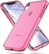 Schokbestendige Terminator Style Glitter Powder Protector Case voor iPhone XR (roze)
