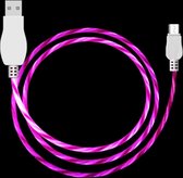 LED-lichtstroom 1m USB A naar Micro USB Data Sync-oplaadkabel, voor Galaxy, Huawei, Xiaomi, LG, HTC en andere slimme telefoons (Magenta)