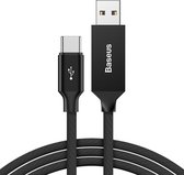 Baseus 3A USB naar USB-C / Type C Doek Textuur Intelligente datakabel, kabellengte: 5 m (zwart)