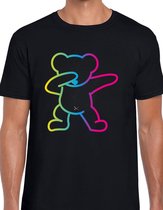 Dab beer Uniseks T-Shirt - Zwart - Maat M - Korte mouwen - Ronde hals - Normale pasvorm - dier - neon - Voor mannen & vrouwen - Kado