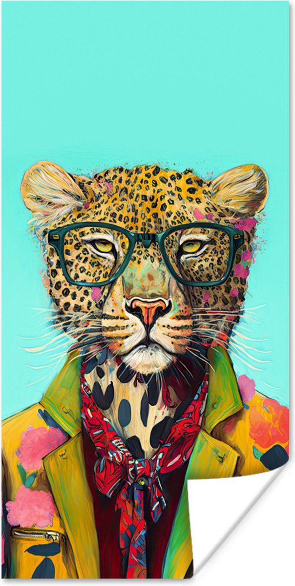 Poster Dier - Bril - Luipaard - Strik - Design - 80x160 cm