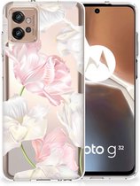 GSM Hoesje Motorola Moto G32 Back Case TPU Siliconen Hoesje Doorzichtig Mooie Bloemen