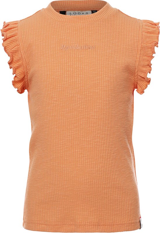 Looxs Revolution Slub Rib T-shirt Tops & T-shirts Meisjes - Shirt - Oranje - Maat 140