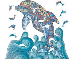 Logica Giochi Mandala Houten Legpuzzel Dolfijn/ Dolphin, 28,4x26 cm