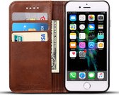 Mobiq - Premium Lederen Wallet Hoesje iPhone 8 Plus/7 Plus - donkerbruin
