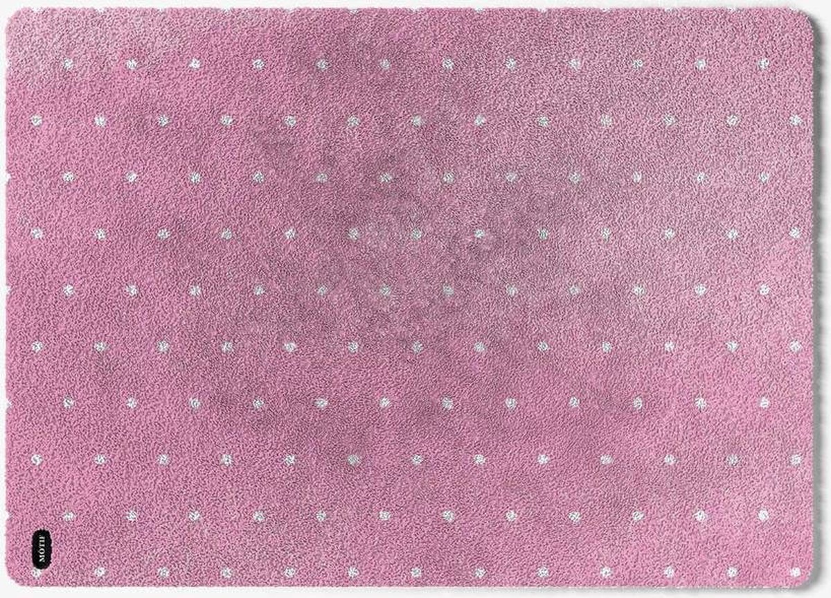 Mótif Points Rose - Roze wasbare deurmat met stippen patroon 85 cm x 115 cm - Deurmat binnen met print