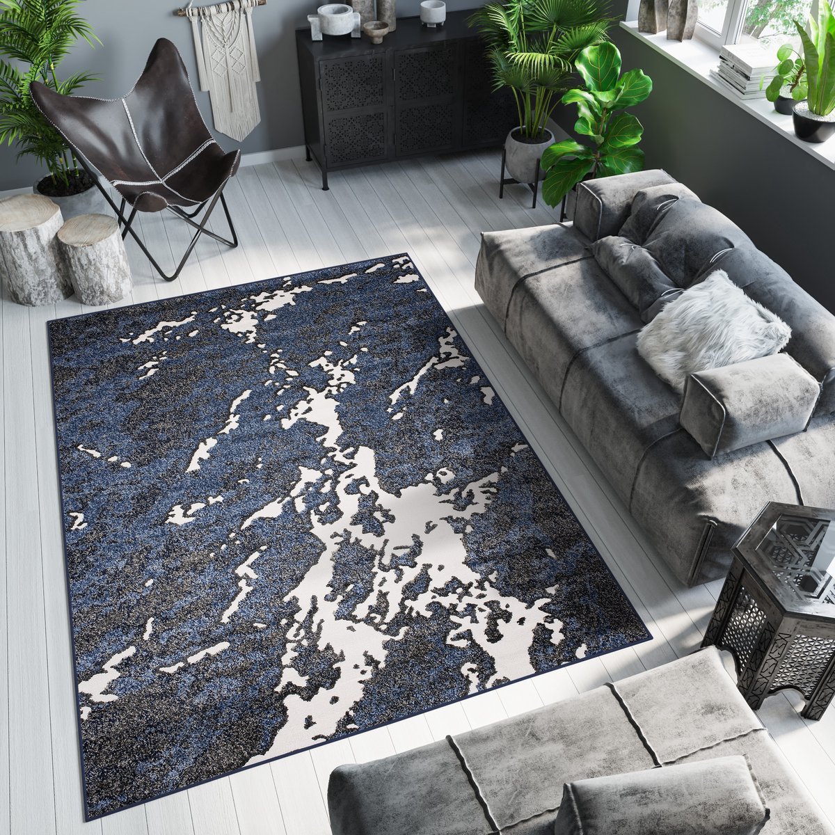 Tapiso Breeze K Vloerkleed Grijs Donekrblauw Woonkamer Tapijt, foto 2