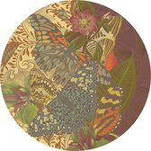 NIN-NIT - Dazzle Paint - Placemats - Set van 4 - Rond - Gemaakt van Vinyl - Makkelijk Schoon te Maken - Vlinders en Bloemen Print
