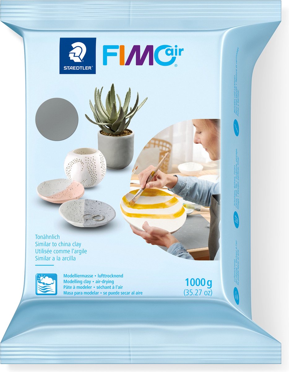 FIMOair luchtdrogende boetseerklei - 1 kg - grijs