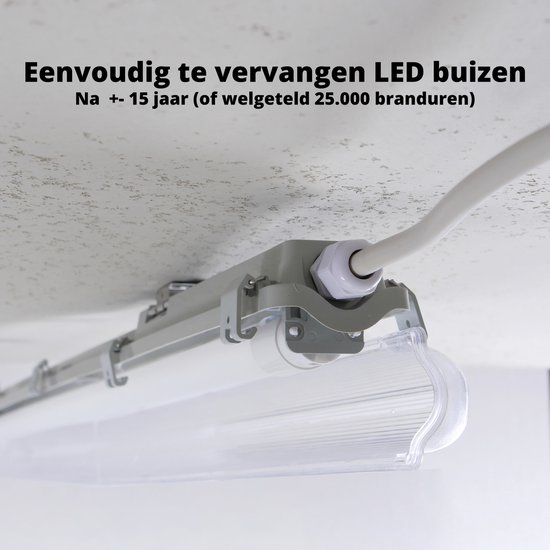EasySave LED TL verlichting 150 cm - Dubbel armatuur incl. 2 LED TL buizen - IP65 - Merkloos