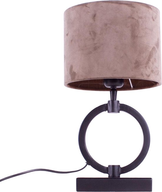 Tafellamp vierkant brons, Velours kap Ø 30 cm taupe