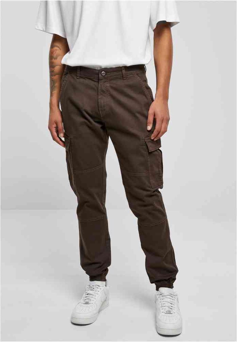 Urban Classics Washed Cargo Twill Heren joggingbroek Taille 30 inch Bruin
