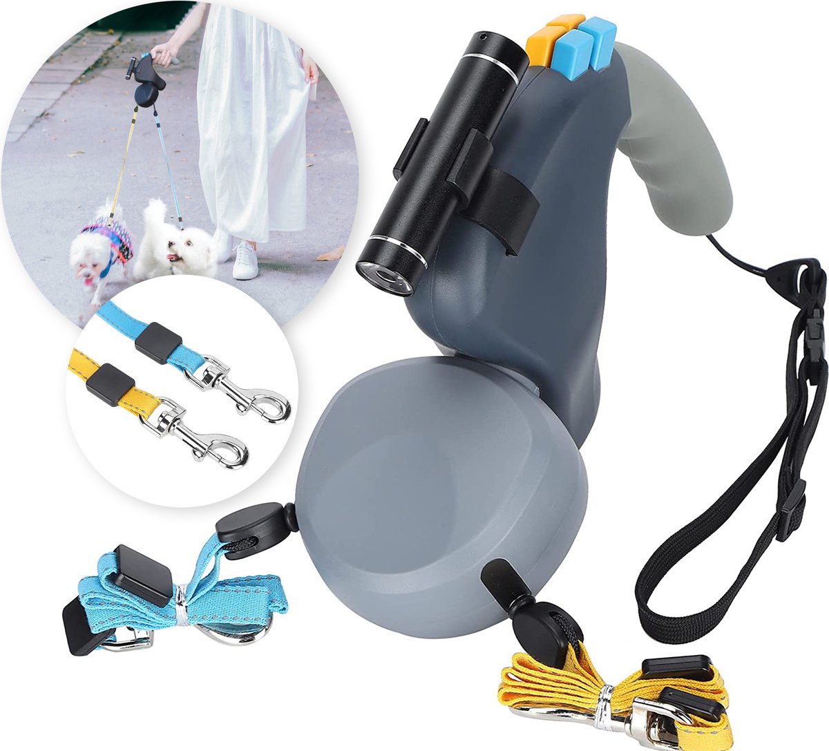Pitt & Co.® Dubbele Honden Riem Voor 2 Honden 3 Meter Tot 20kg Verstelbaar