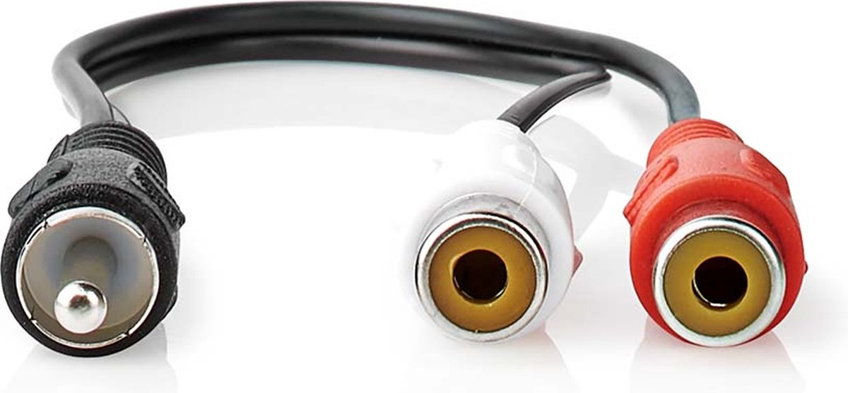 Subwoofer-Kabel | RCA Male | 2x RCA Female | Vernikkeld | 0.20 m | Rond | 5.0 x 2.5 mm | Zwart | Blister