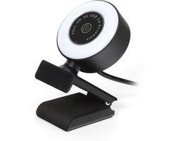 Platinet PCWC2KAF Webcam met microfoon – Voor PC, laptop – ingebouwd LED licht – Zwart/Wit