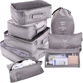 Round Limited® Packing Cubes Set 8-Delig - Bagage Organizers - Compression Cube - Travel Backpack Organizer - Grijs