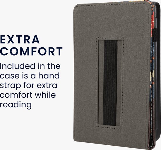 kwmobile e-reader hoesje geschikt voor Kobo Clara 2E hoes - Ereader flip case met standaard - Kunstleren e reader cover - bibliotheek design in meerkleurig van Merkloos — afbeelding 4