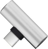 DrPhone DA1 - USB-C Duo Adapter - Converter - USB-C Naar Mini Jack + USB-C - (Geen DAC ondersteuning) Zilver
