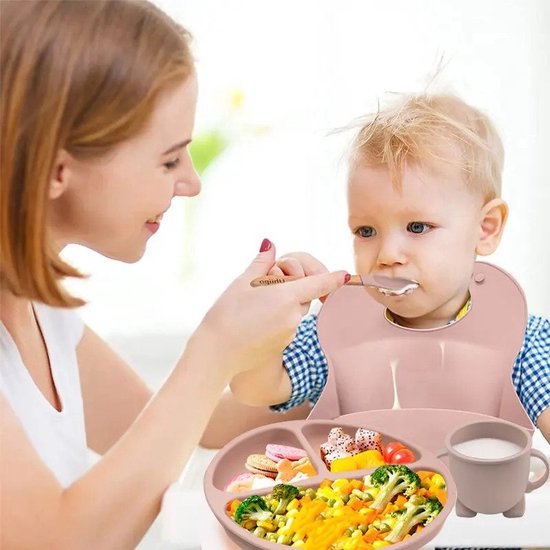 Slabbetje Roze met Opvangbakje - Kraamcadeau voor Baby's & Peuters - Verstelbaar en Waterproof - Siliconen Slabber voor Jongens & Meisjes van Luvion — afbeelding 4
