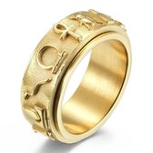 Anxiety Ring - (Egypte) - Stress Ring - Fidget Ring - Anxiety Ring For Finger - Draaibare Ring - Spinning Ring - Goudkleurig RVS - (16.50 mm / maat 52)