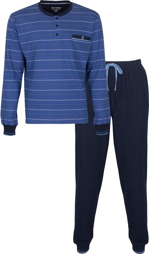 Paul Hopkins - Heren Pyjama - Gestreept - Blauw - Maat L