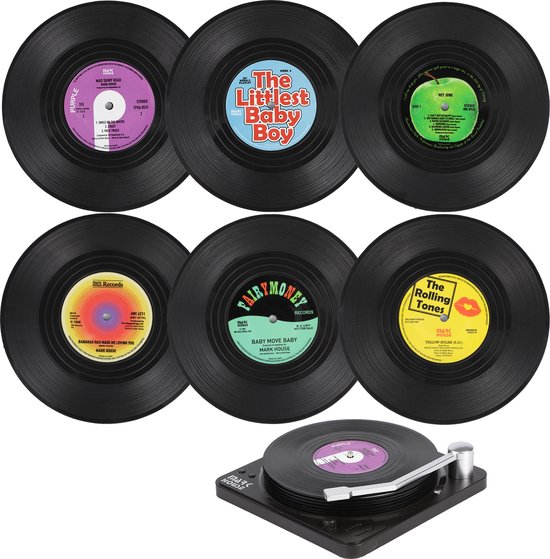 PRO-Deals | Vinyl Platen Onderzetters Met Platenspeler | 6 Stuks | The Rolling Stones LP | Voor Glazen | Anti-Slip | Vinyl | Platenspeler | Langspeelplaat | Rond | Vintage | Party | Muziek | Glazenonderzetter | Platen cadeau geven PRO-Deals | Vinyl Platen Onderzetters Met Platenspeler | 6 Stuks | The Rolling Stones LP | Voor Glazen | Anti-Slip | Vinyl | Platenspeler | Langspeelplaat | Rond | Vintage | Party | Muziek | Glazenonderzetter | Platen cadeau geven