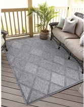 Flycarpets Caprenia Buitenkleed Geruit Indoor & Outdoor Vloerkleed - Donkergrijs - 80x150 cm