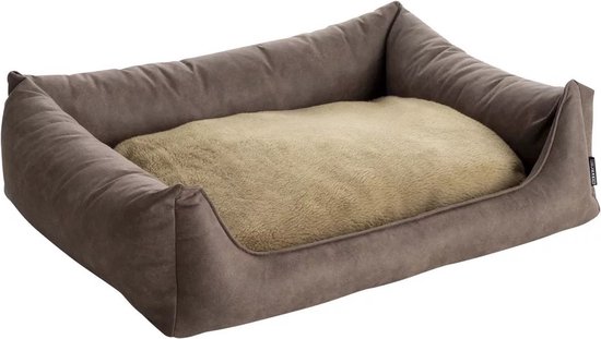 MEWOOFUN Orthopedische hondenslaapbank - middelgrote waterdichte hondenbank, anti-angst pluche hoes voor puppy's, 90 x 65 x 30 cm (bruin, L