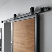 ARTENS - Garniture pour porte coulissante 186 cm - Système de porte coulissante Rail pour portes coulissantes - Style industriel - Largeur de porte maximale 93 cm - Zwart