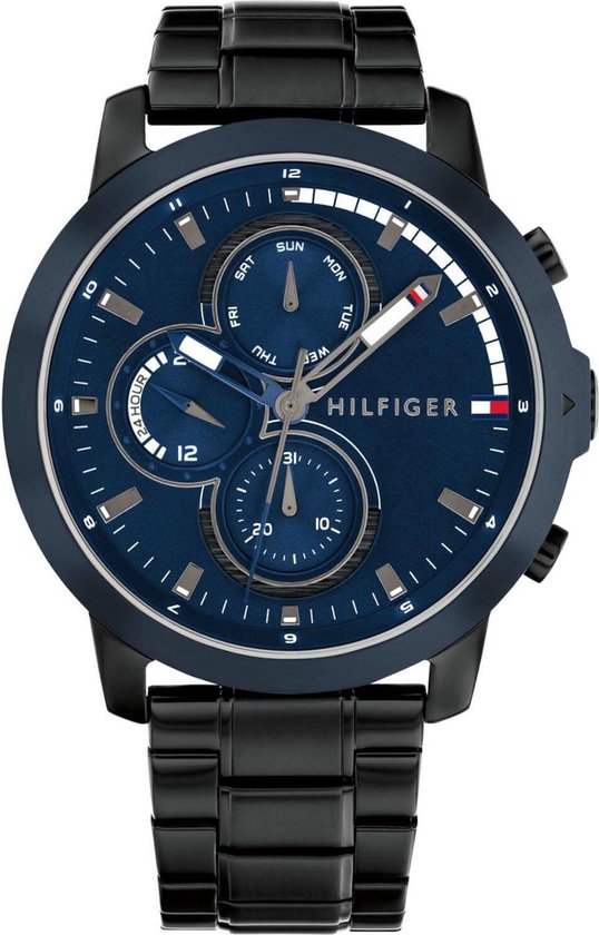 Tommy Hilfiger TH1792049 Heren Horloge - Jameson - Mineraalglas - Staal - Zwart - 46 mm breed - Quartz - Vouw/Vlindersluiting - 5 ATM (douchen)