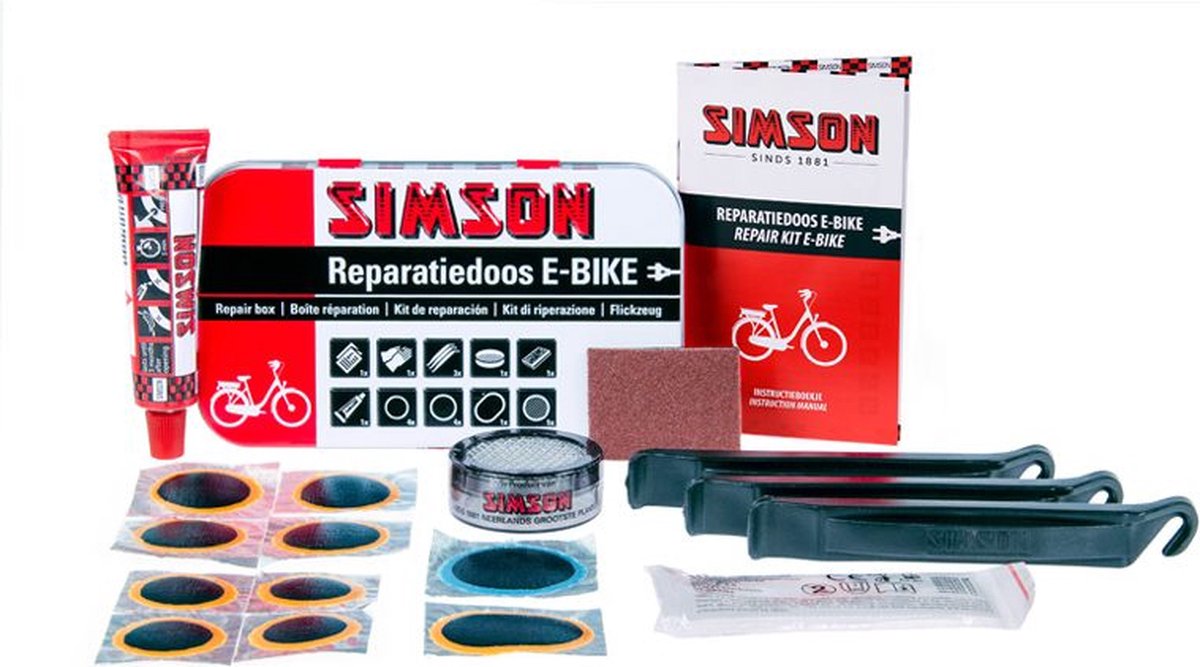 Simson Reparatieset E-bike Staal Wit/rood 14-delig