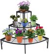 Plantenrek - Wandrek - Voor Planten - Driehoek vorm - Ladder Kast - 3 Planken - 3 Laags - Plantenrek - Zwart - Binnen/buiten