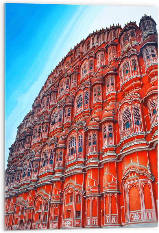 Acrylglas - Rood Kasteel Hawa Mahal - India - 50x75 cm Foto op Acrylglas (Met Ophangsysteem)