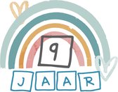 32x 9 JAAR - Baby Peuter Kinder Verjaardag Stickers - Leuk Regenboog voor Jongen en of meisje
