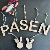 Design407 - Paastakhangers PASEN - 6 stuks - 6 x 4,5 cm - Pasen - Paasdecoratie - Paasversiering - Paastak - Houten Decoratie - Paashaas - Paaseieren - Paaseitjes