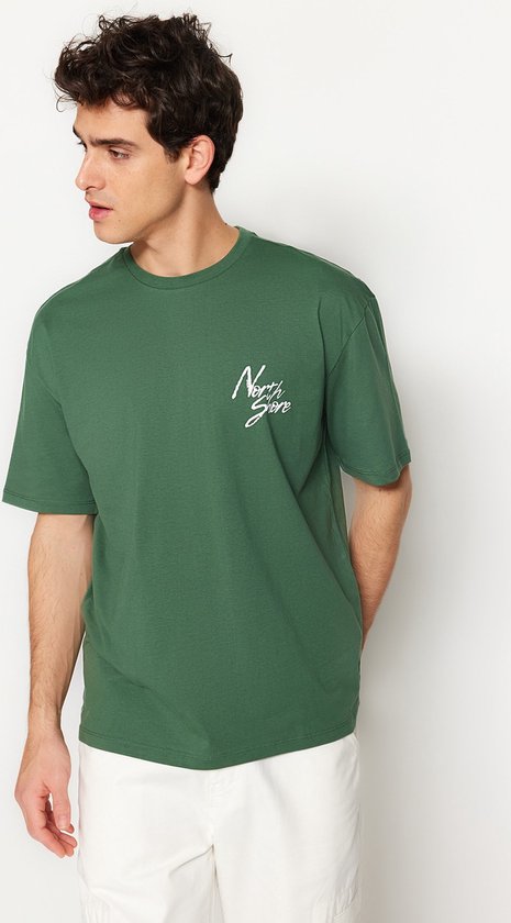 Trendyol TMNSS20TS1099 Volwassenen Mannen T-shirt Single pack - Grün - M