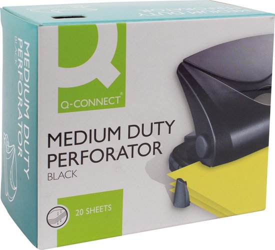 QCONNECT perforator Medium Duty, 20 blad, zwart